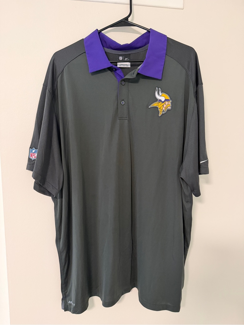 Nike Gray Polo with Purple Collar and Vikings Logo
